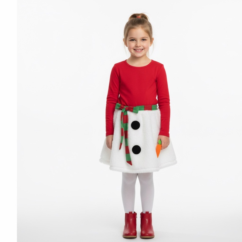 Chance or Fate Fuzzy Snowman Skirt | White Faux Fur Holiday Mini | Size S